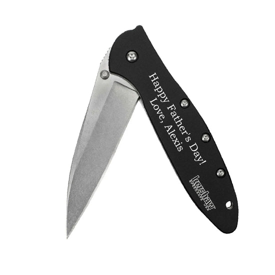 engraved kershaw leek pocket knife